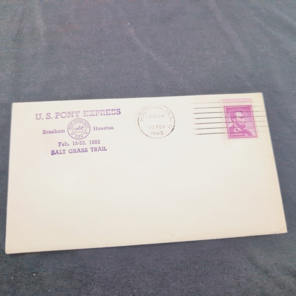 3 - 1962 U.S. Pony Express Salt Grass Trail Brenham To Houston FDC Envelopes - Picture 3 of 5